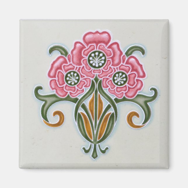 Aimant Carrelage floral Art nouveau (Devant)