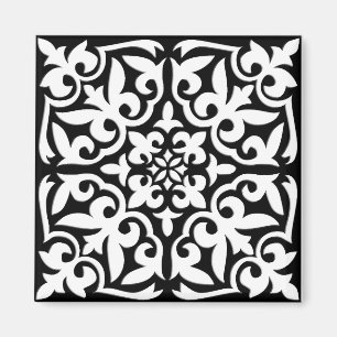 Aimant Carrelage marocain - noir avec arrière - plan blan