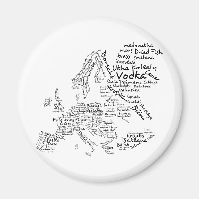 Aimant Carte alimentaire de l'Europe (Devant)