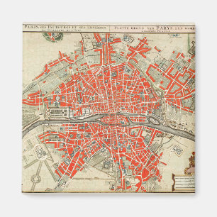 Aimant Carte ancienne de Paris France (1721–1774)