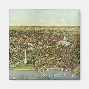 Aimant Carte antique avec une vue panoramique de Washingt