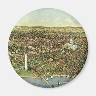 Aimant Carte antique avec une vue panoramique de Washingt