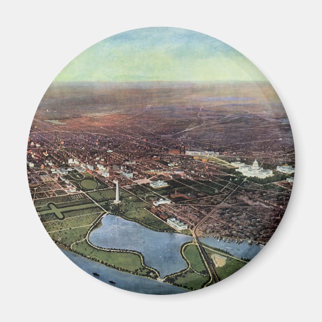 Aimant Carte antique de Washington DC et de la rivière Po (Devant)