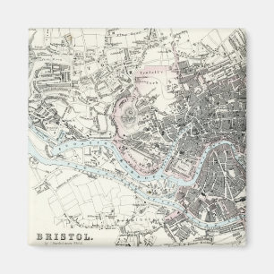 Aimant Carte antique du 19ème siècle de Bristol Angleterr