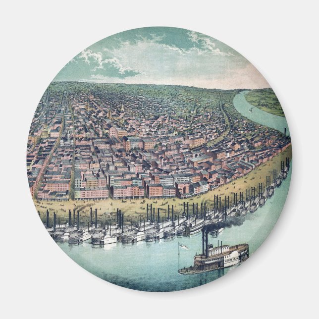 Aimant Carte antique Saint Louis Missouri Mississippi (Devant)