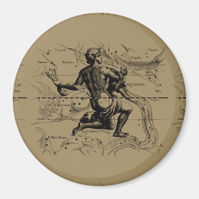 Aimant Carte Aquarius Constellation Hevelius 1690 sur Tau (Devant)