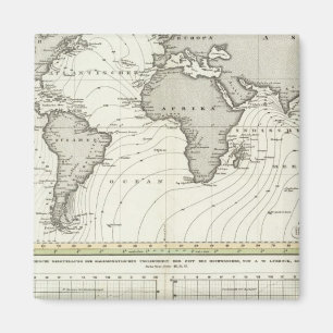 Aimant Carte Atlas des vagues de marée