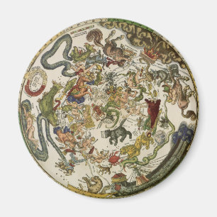 Aimant Carte céleste de Peter Apian, Astronomie vintage