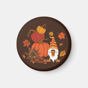 Aimant Carte Citrouille Gnome d'automne