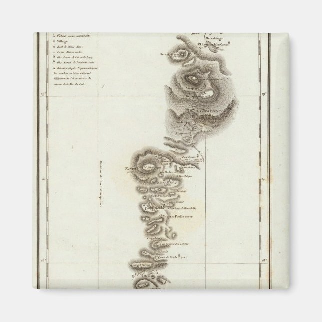 Aimant Carte d'Acapulco à Mexico (Devant)