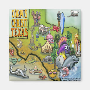 Aimant Carte de bande dessinée de Corpus Christi Tx