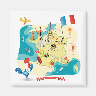 Aimant Carte de bande dessinée de la France