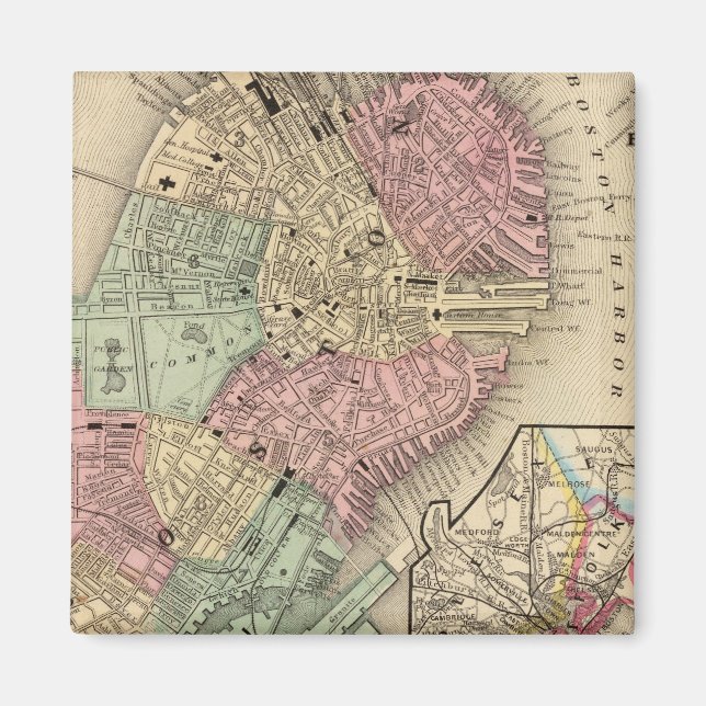 Aimant Carte de Boston par Mitchell (Devant)