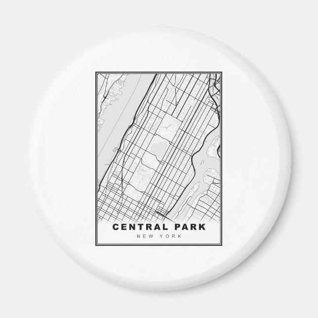 Aimant Carte de Central Park Manhattan (Devant)