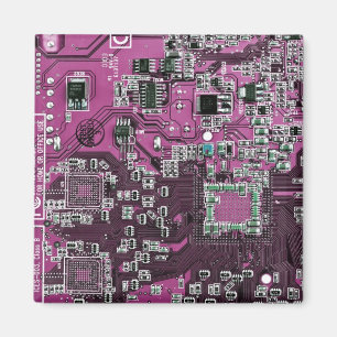 Aimant Carte de circuit Geek d'ordinateur violet