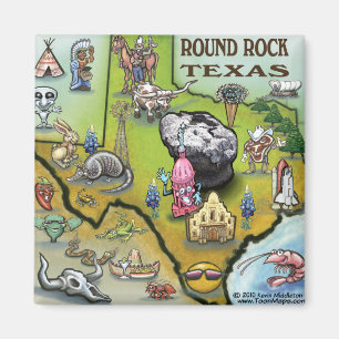 Aimant Carte de dessin animé de Round Rock Texas