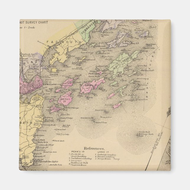 Aimant Carte de la baie Casco (Devant)