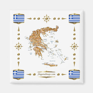 Aimant Carte de la Grèce + Pavillon du drapeau