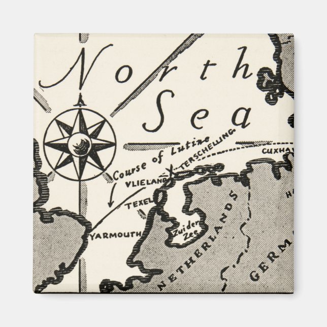 Aimant Carte de la mer du Nord Graphique Gras Compass (Devant)