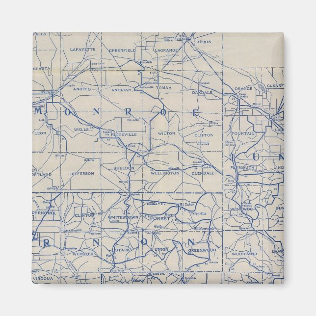 Aimant Carte de la route cyclable du Wisconsin (Devant)