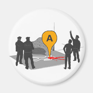 Aimant Carte de la scène du crime avec la police et le pl