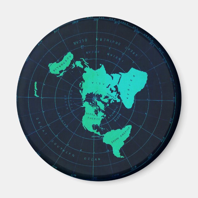 Aimant Carte de la Terre plate (projection Azimuthal équi (Devant)