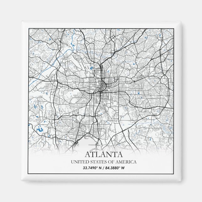 Aimant Carte de la ville touristique Atlanta Georgia USA (Devant)
