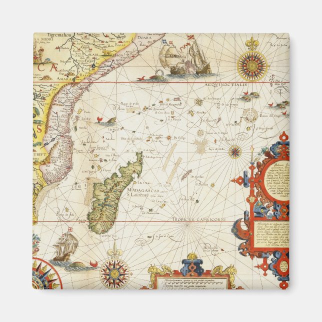 Aimant Carte de l'Afrique de l'Est et de Madagascar, 1596 (Devant)
