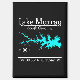 Aimant Carte de Lake Murray en Caroline du Sud avec coord