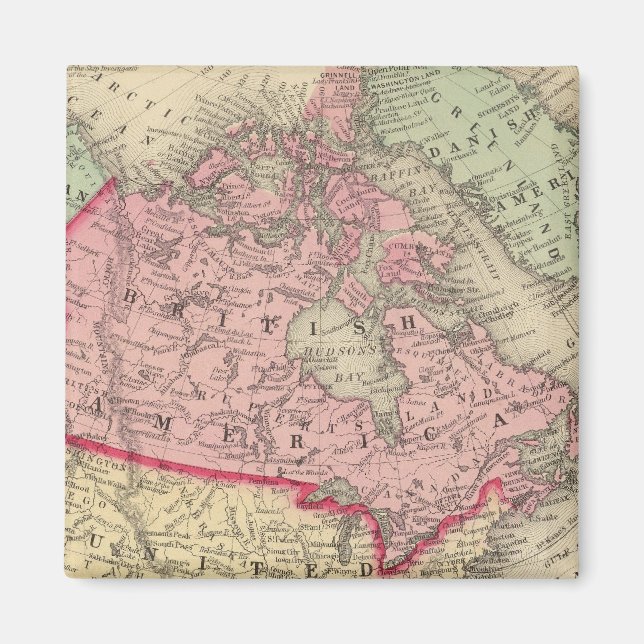 Aimant Carte De L'Amérique Du Nord (Devant)