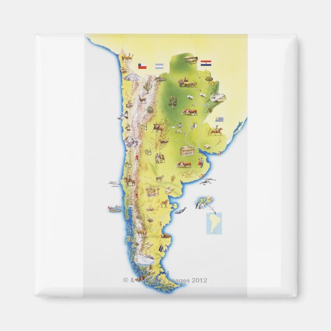 Aimant Carte de l'Amérique du Sud (Devant)