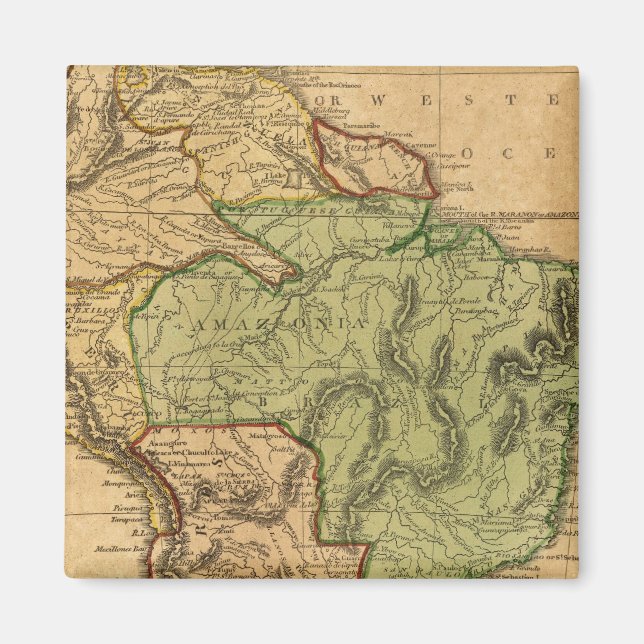 Aimant Carte de l'Amérique du Sud par Worcester (Devant)