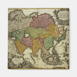 Aimant Carte de l'Asie, Nuremberg, c.1730