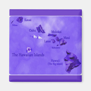 Aimant Carte de l'île de Purple Hawaii