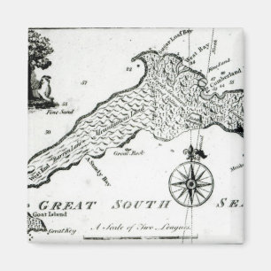 Aimant Carte de l'île de South Pacific, 1800