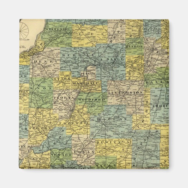Aimant Carte de l'Illinois 2 (Devant)