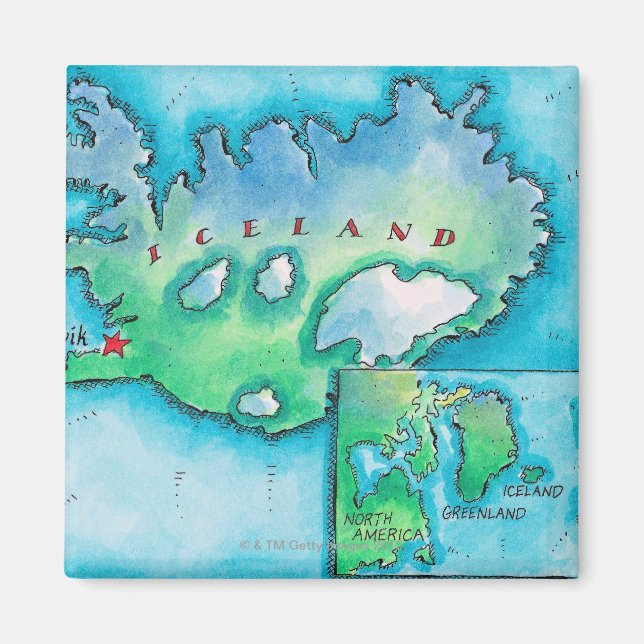 Aimant Carte de l'Islande (Devant)