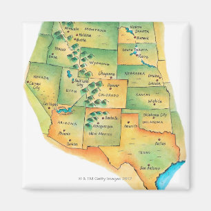 Aimant Carte de l'ouest des États-Unis