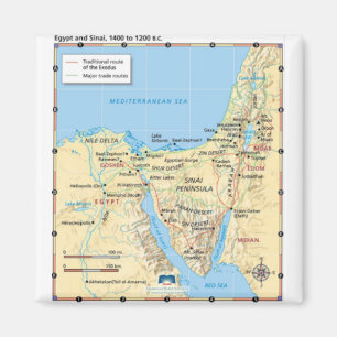 Aimant Carte de Moses Exodus Egypte et Sinaï 1400 à 1200 