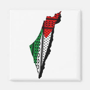 Aimant Carte de Palestine avec drapeau et Motif Keffiyeg