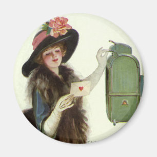 Aimant Carte de Saint-Valentin victorienne vintage femme 