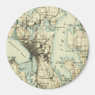 Aimant Carte de Seattle vintage