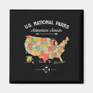 Aimant Carte de T Shirt de Parcs Nationaux Camping Femmes