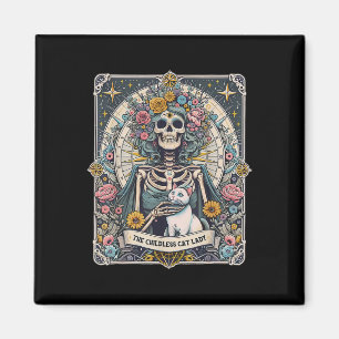 Aimant Carte de tarot de dame de chat sans enfants
