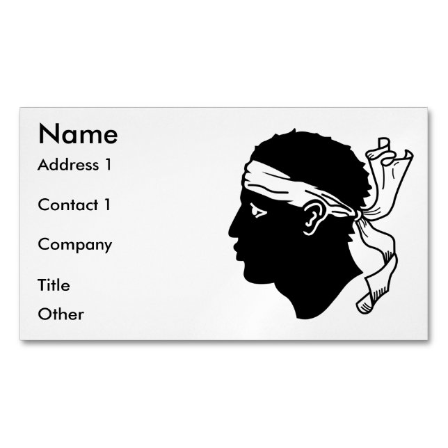 Aimant carte de visite avec Drapeau de Corse (devant)