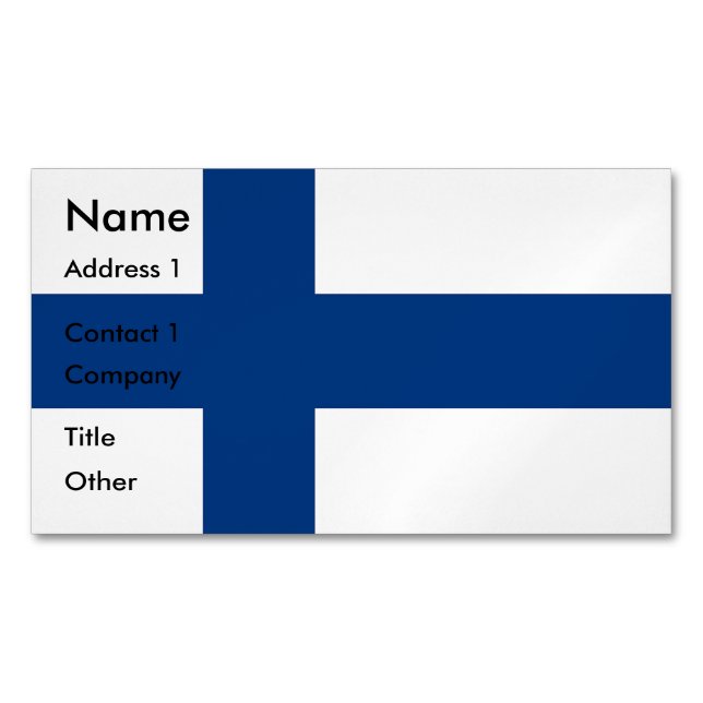 Aimant carte de visite avec Drapeau de Finlande (devant)