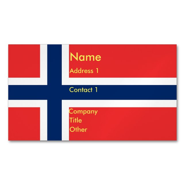 Aimant carte de visite avec Drapeau de Norvège (devant)