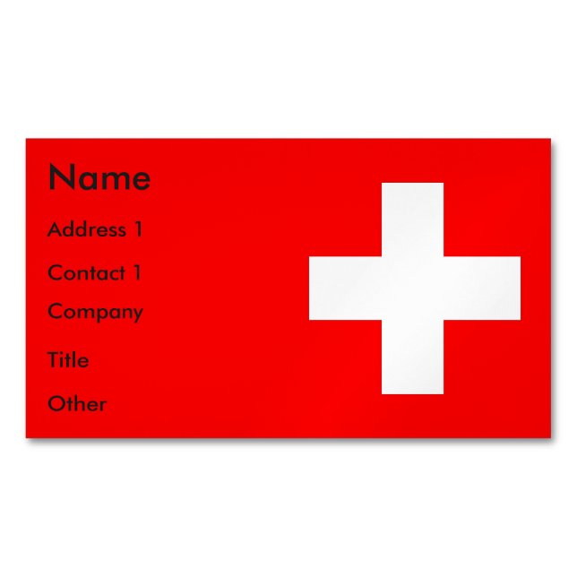 Aimant carte de visite avec Drapeau de Suisse (devant)