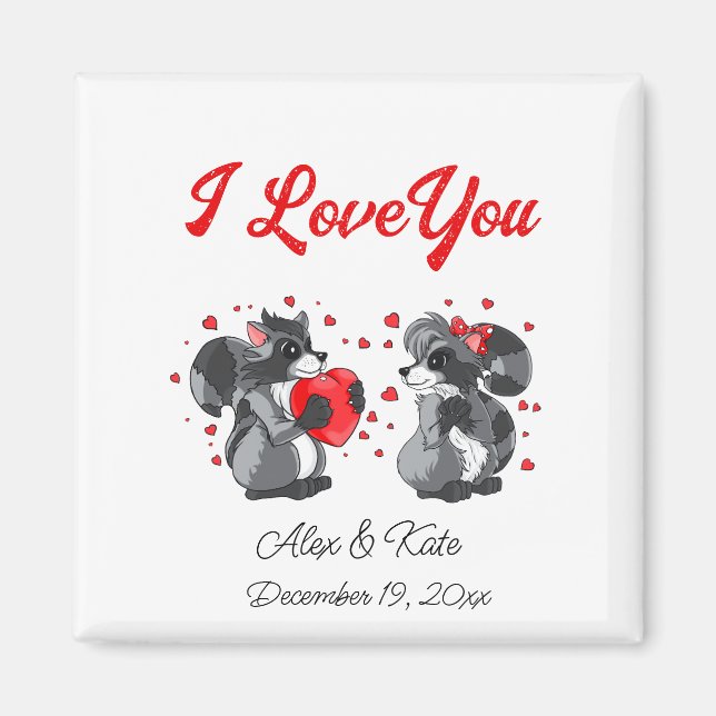 Aimant Carte de voeux Valentines Raccoon (Devant)