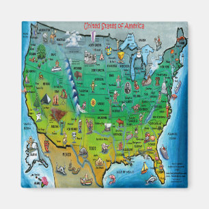 Aimant Carte des caricatures des USA